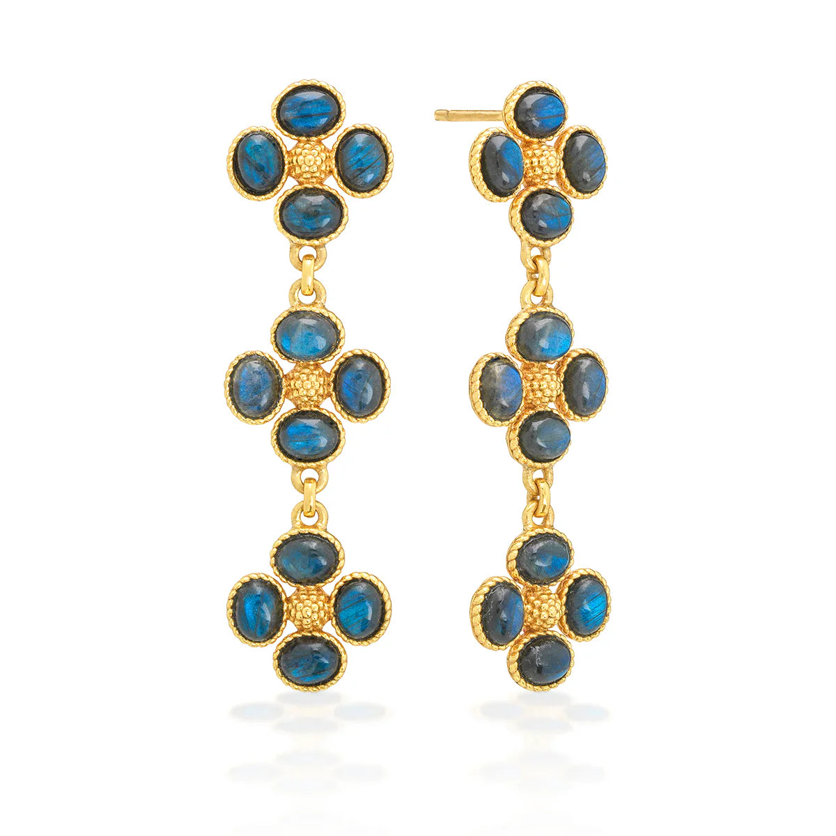 Clover Linear Earrings - Blue Labradorite by Capucine De Wulf