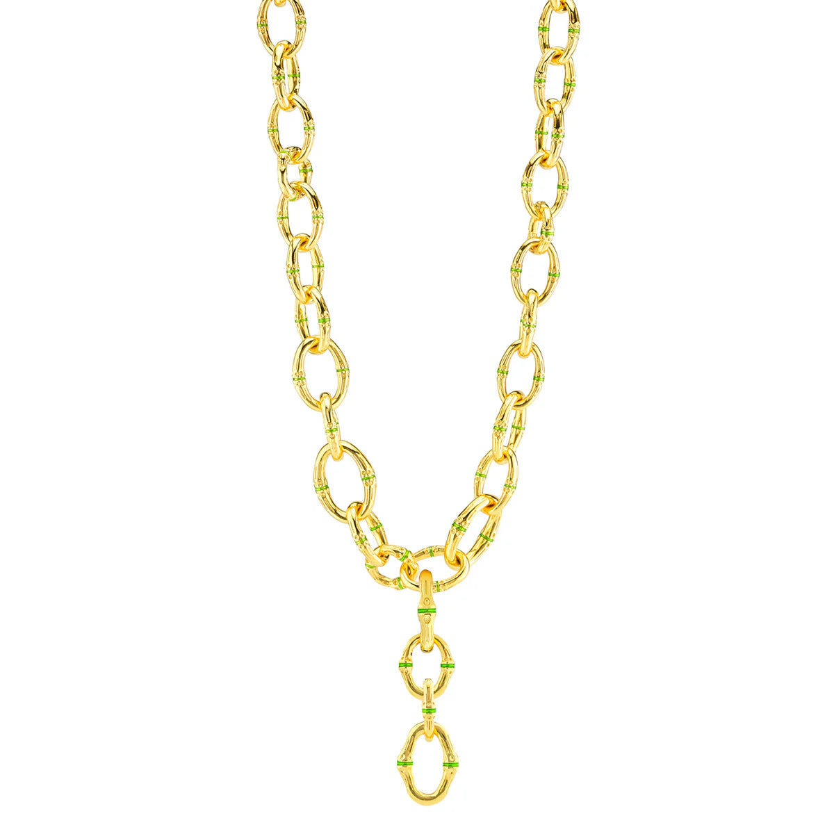 Link Necklace, 18" - Gold/Green Enamel by Capucine De Wulf