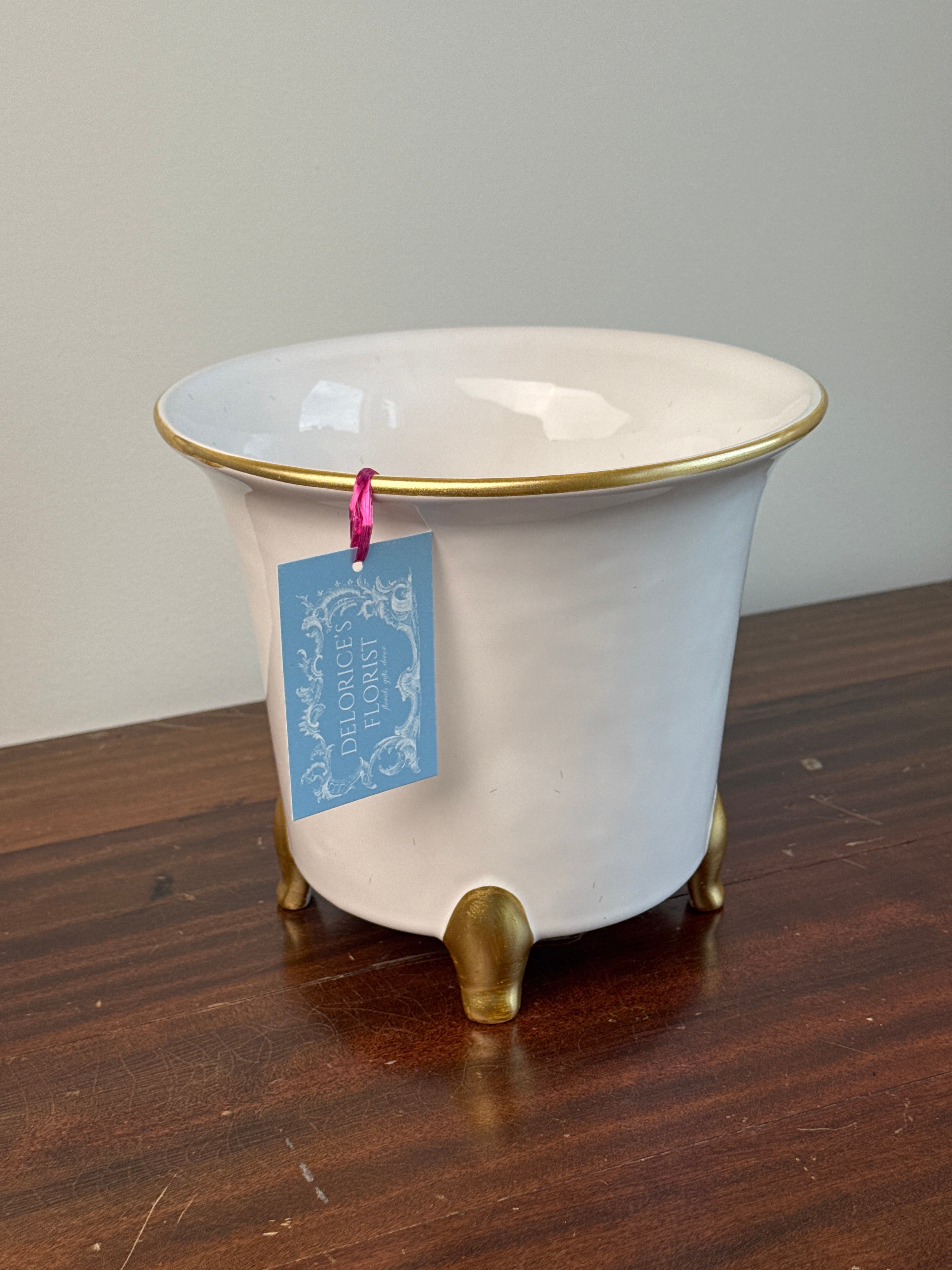 White and Gold Cache Pot