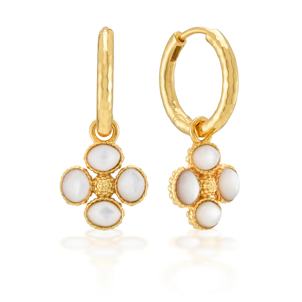 Clover Hoop Earrings with Double Sided Charm - MOP by Capucine De Wulf