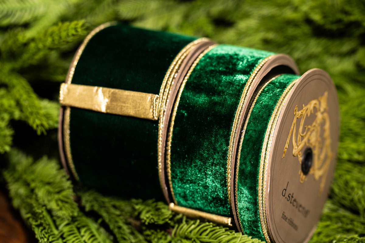 D. Stevens Ribbon | Emerald Green Ribbon with Gold Backing