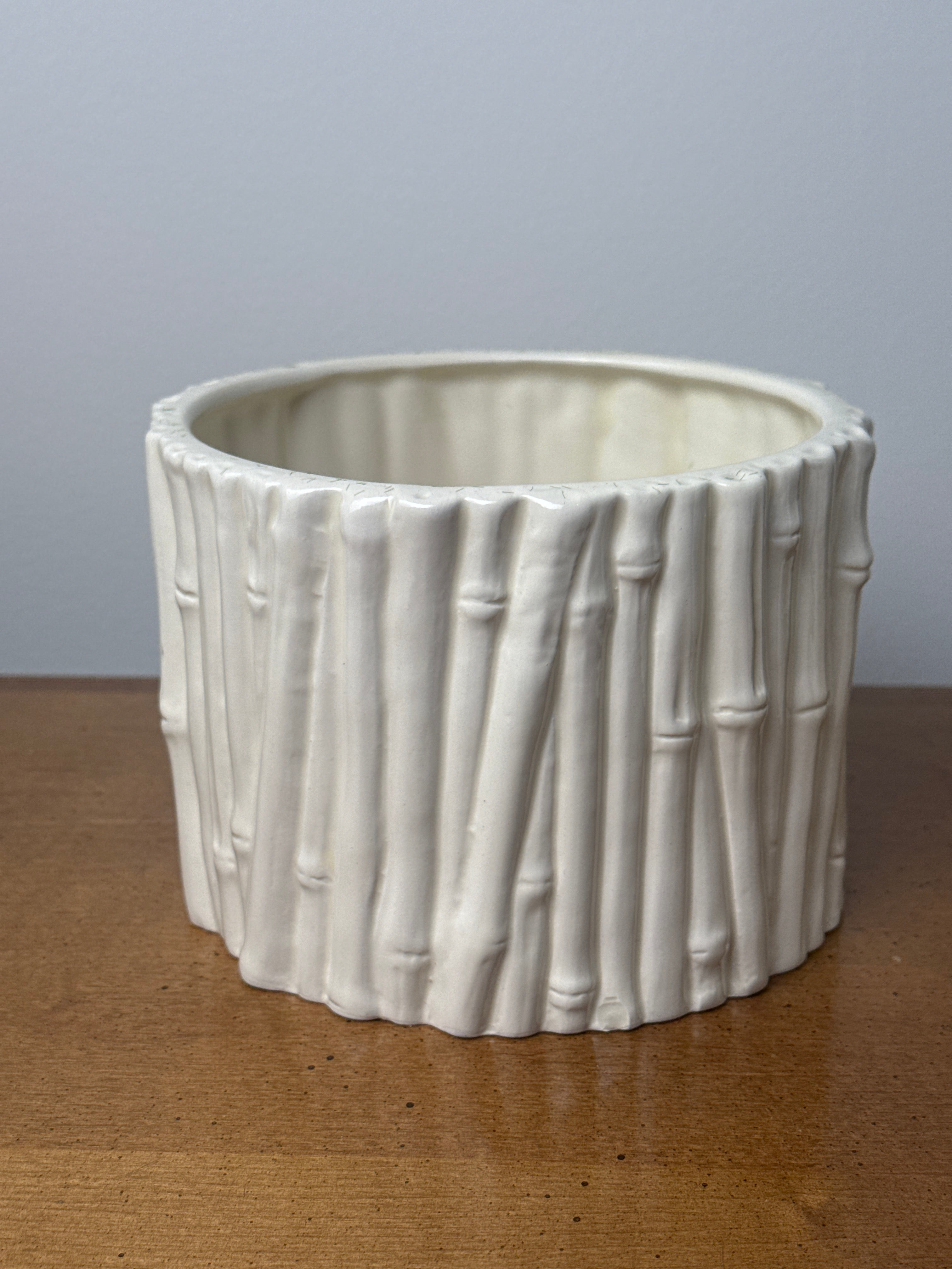 Medium Cream Bamboo Cache Pot