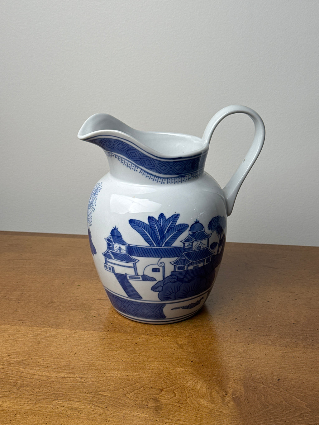 Blue and White Chinoiserie Pitcher