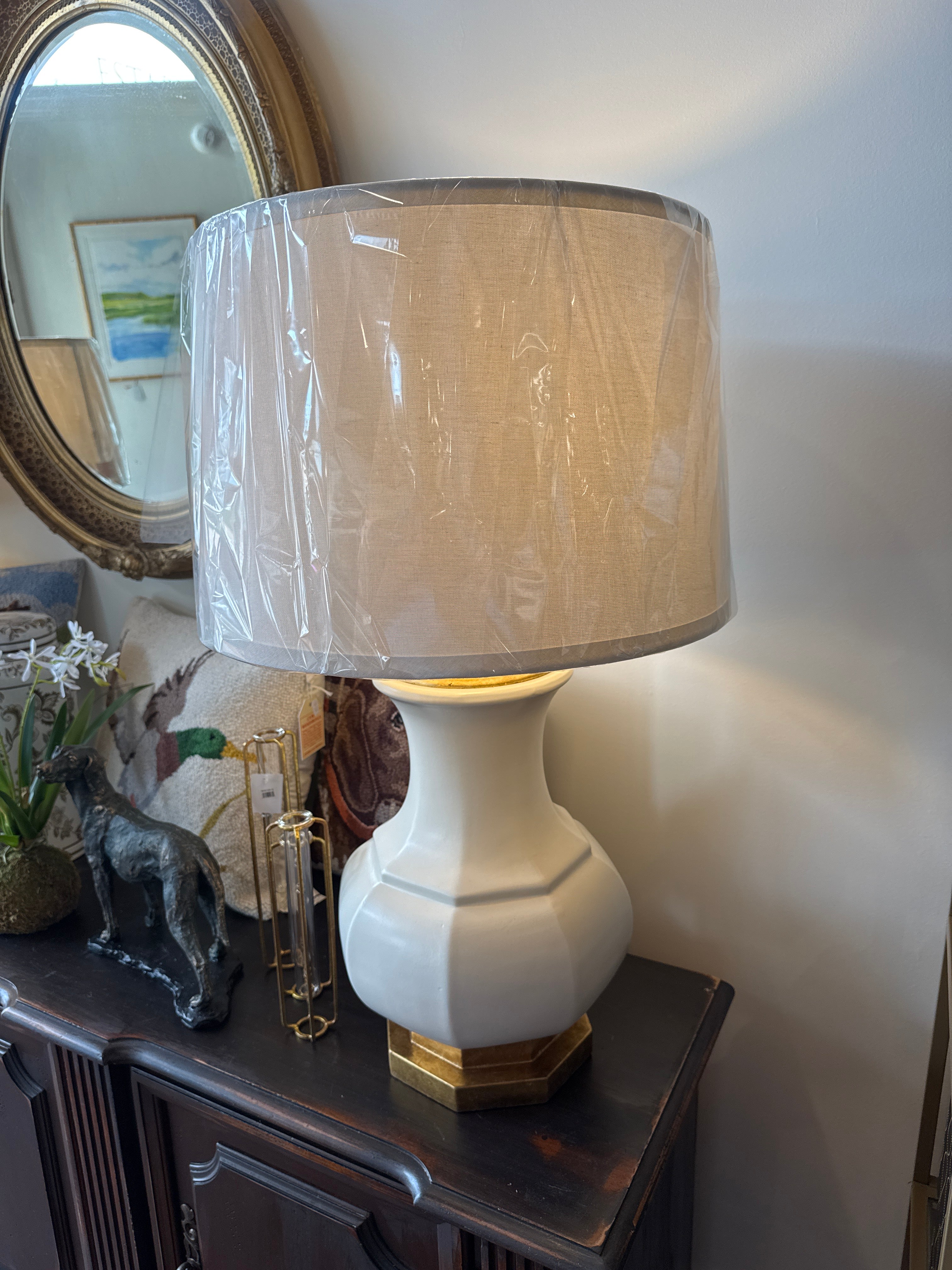 Cream and Gold Lamp