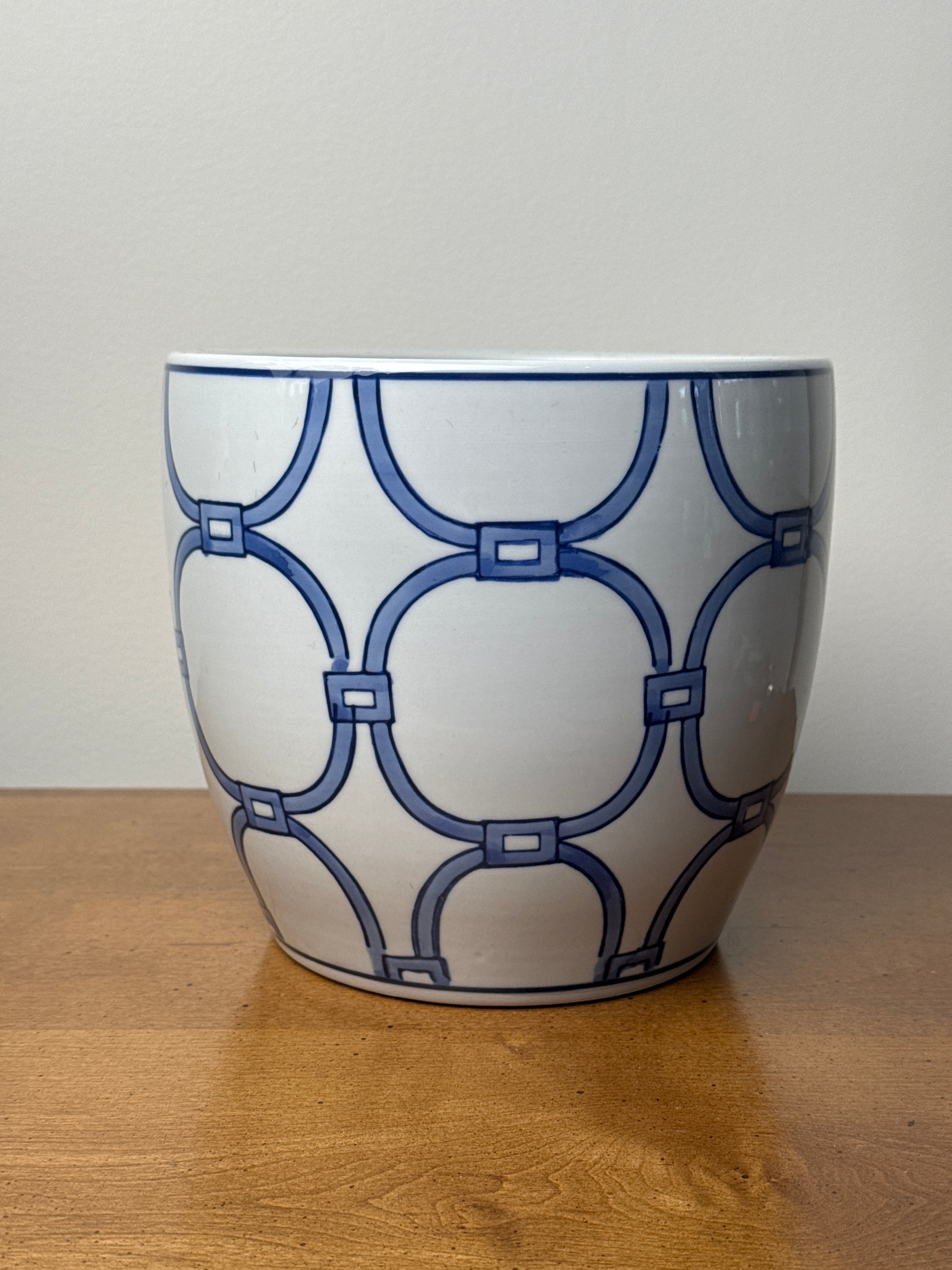 Blue and White Cache Pot