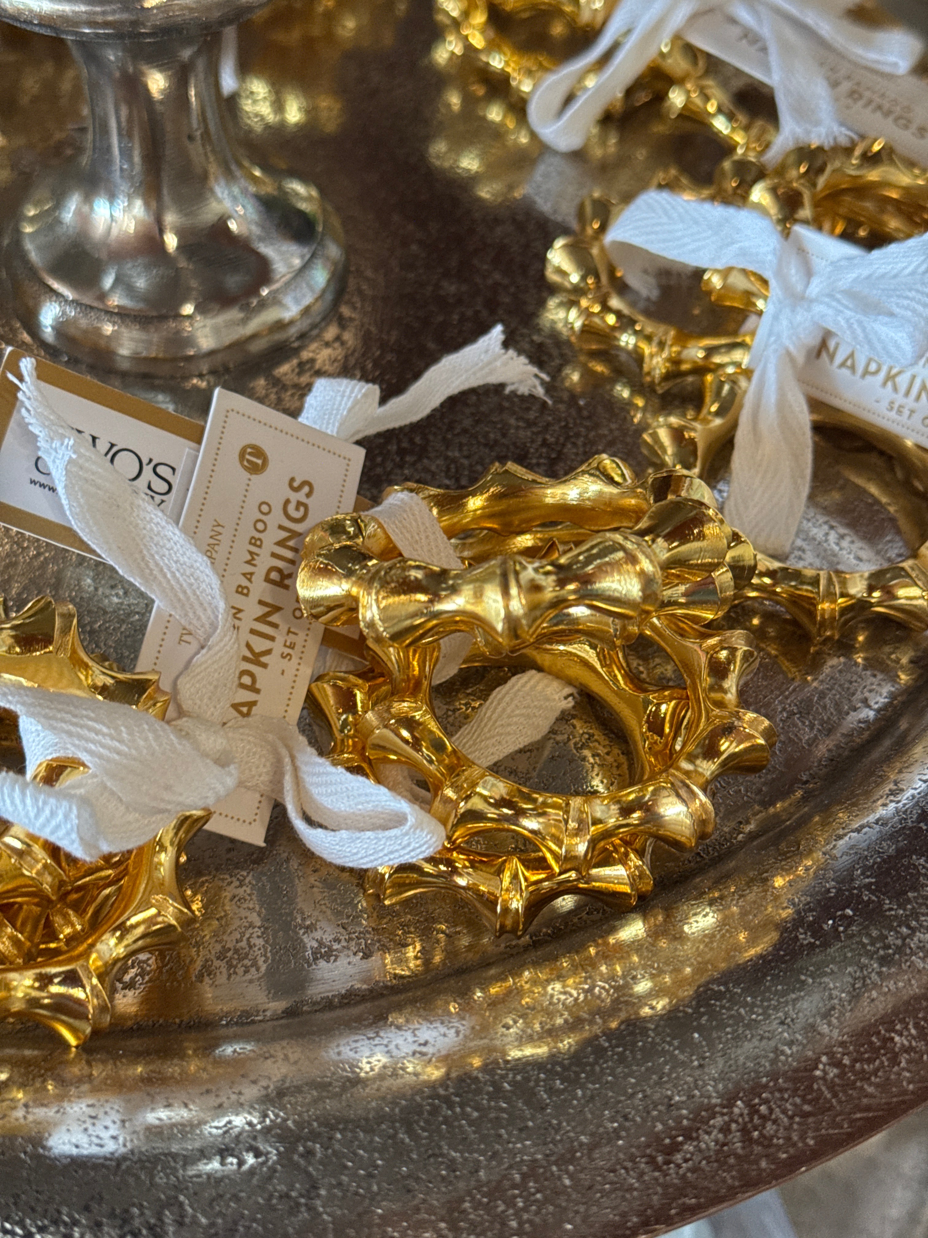 Set of 4 Gold Bamboo Napkin Rings