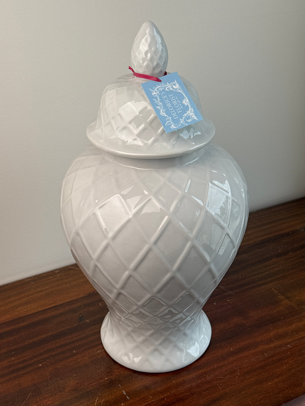 22 Inch White Ginger Jar