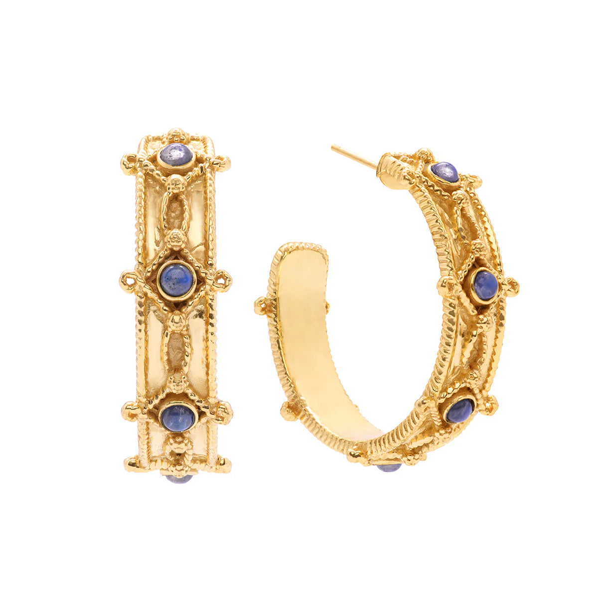 Hoop Earrings - Gold/Blue Labradorite by Capucine De Wulf