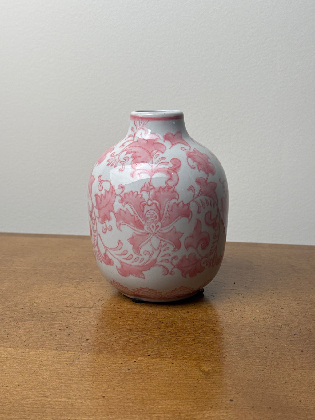 Pink and White Chinoiserie Budvase