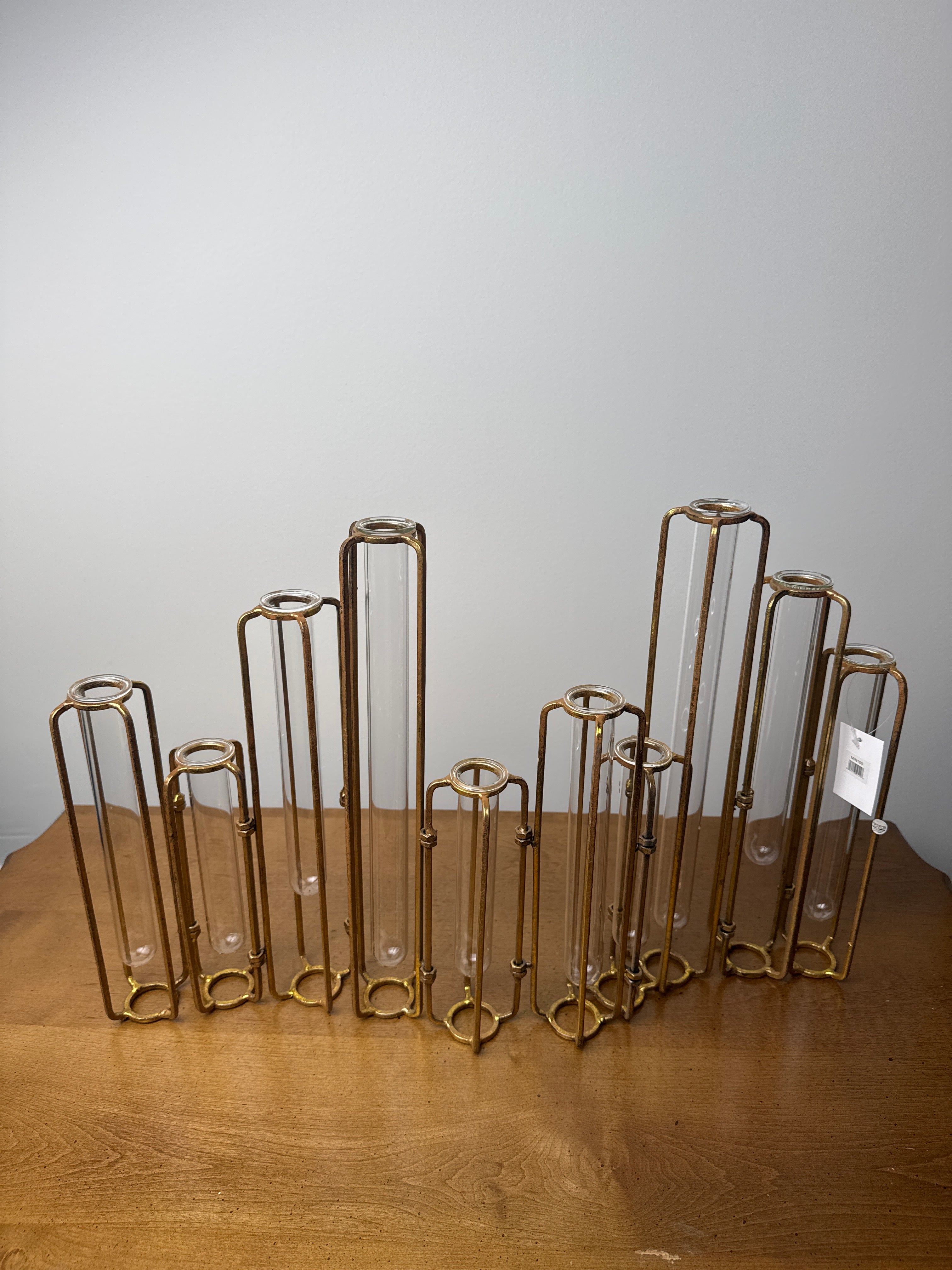 Large Gold and Glass Flower Arranger