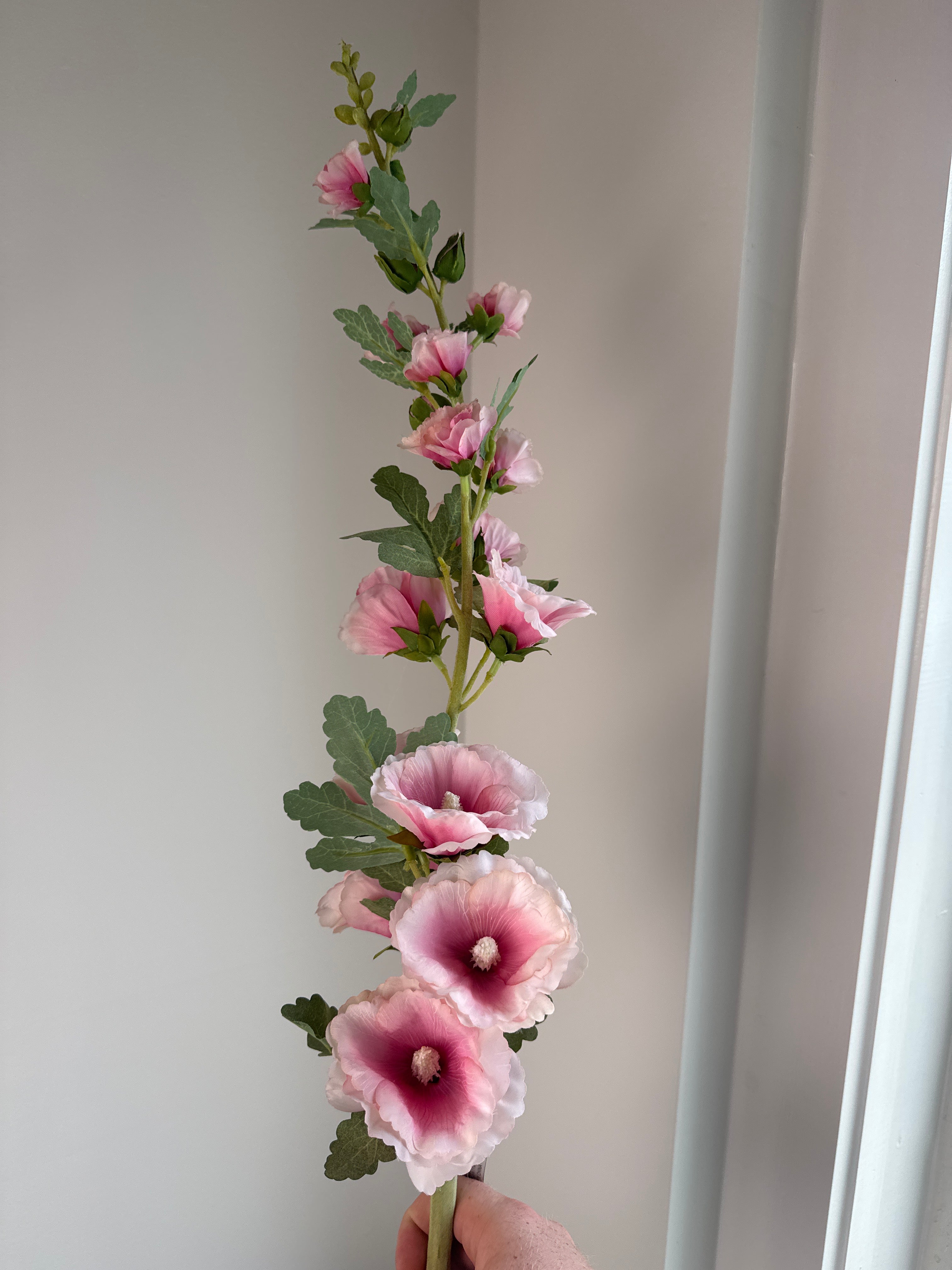 Pink Artificial Hollyhock Stem
