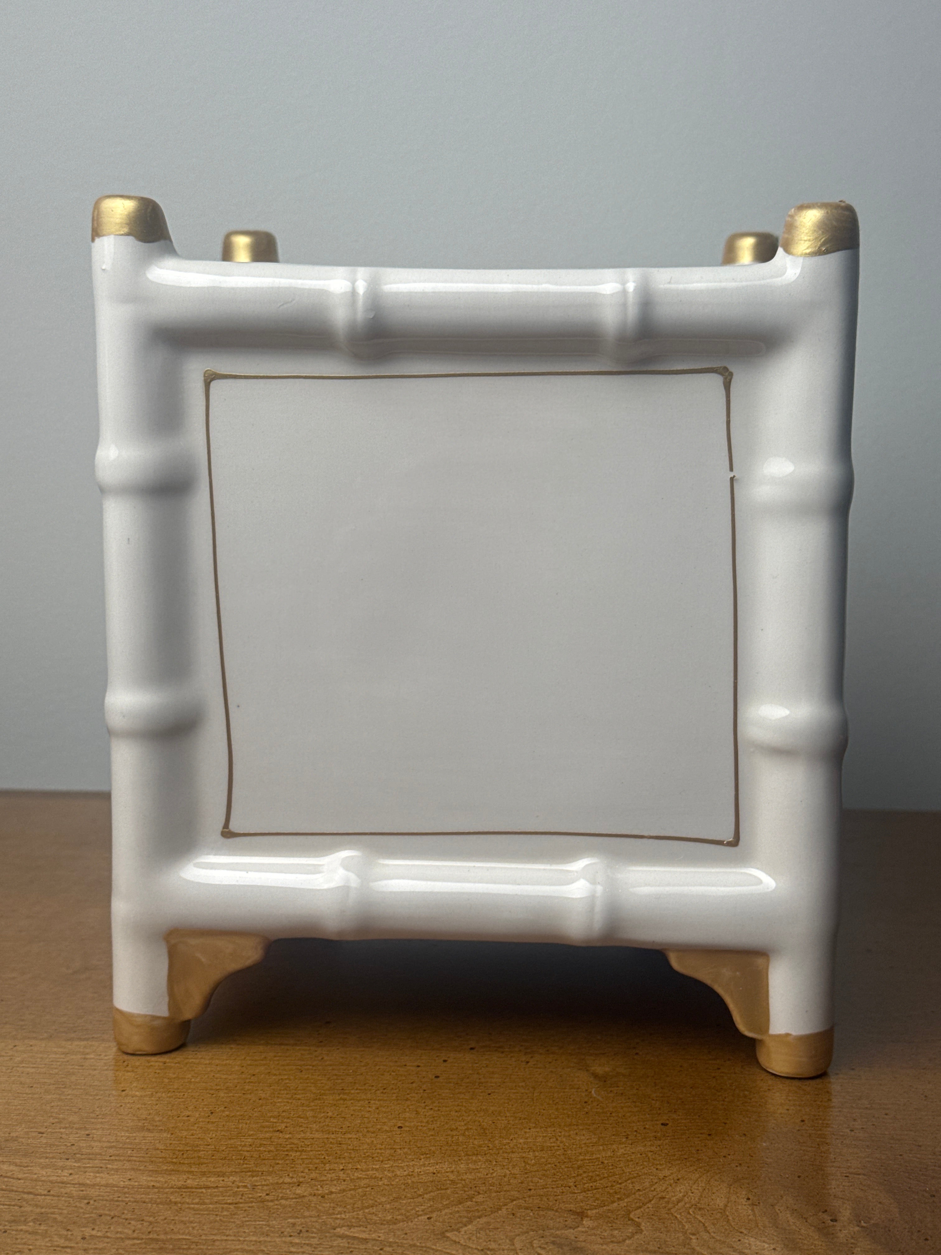 Large White Bamboo Cache Pot