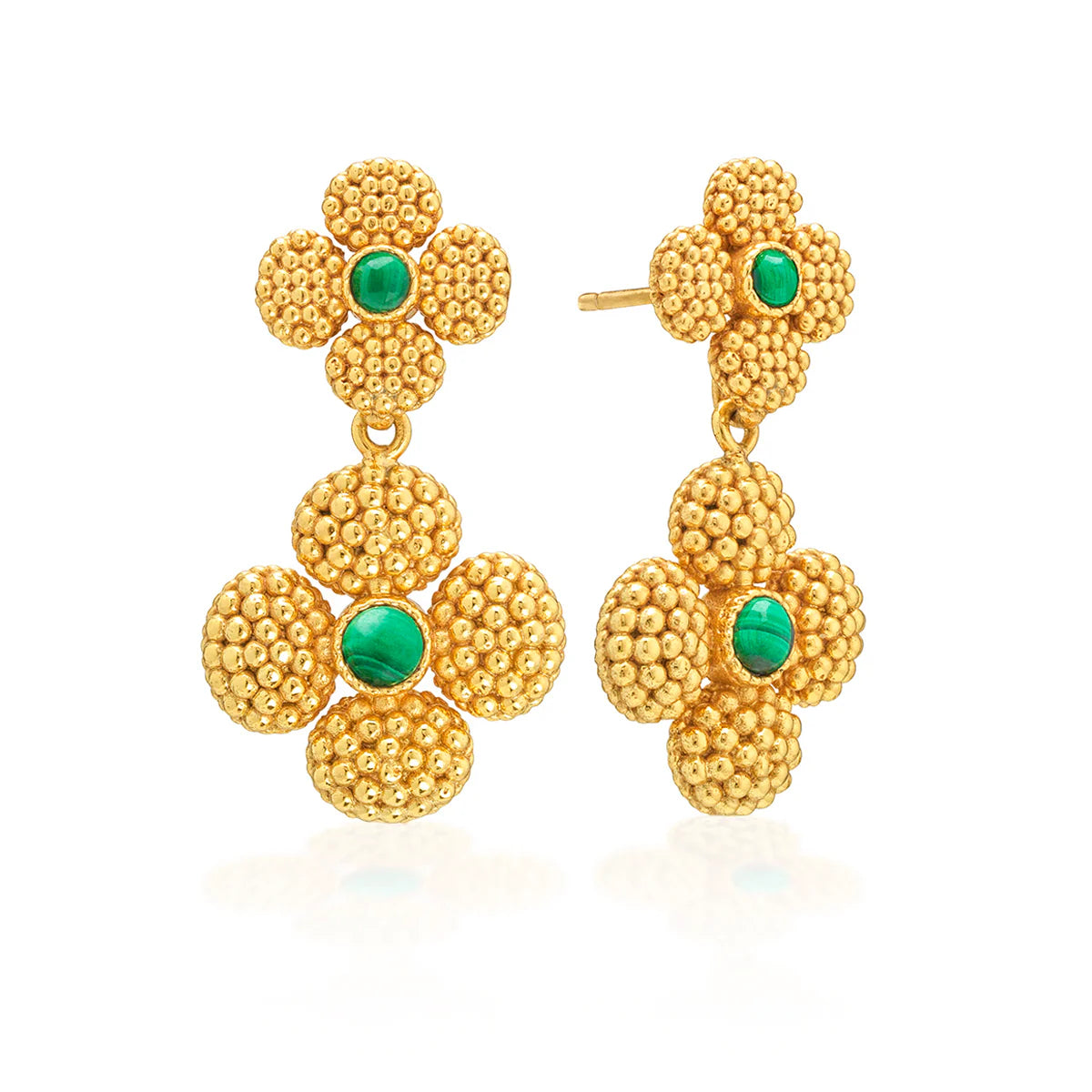 Clover Convertible Duo Earrings - Malachite by Capucine De Wulf