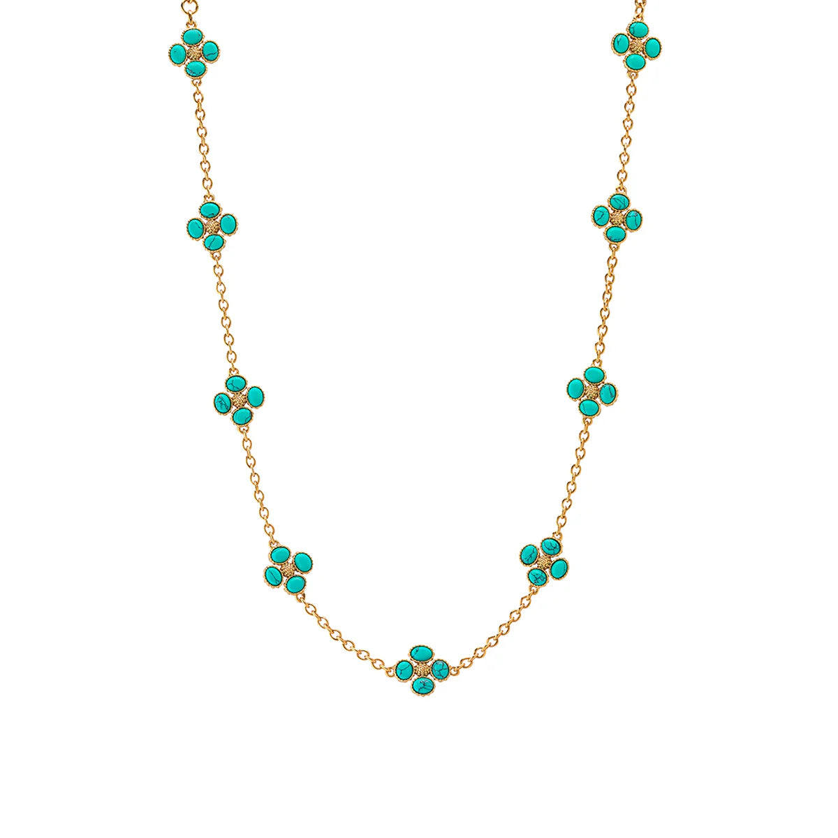 Clover Double Sided Necklace, 16"+2" - Turquoise by Capucine De Wulf