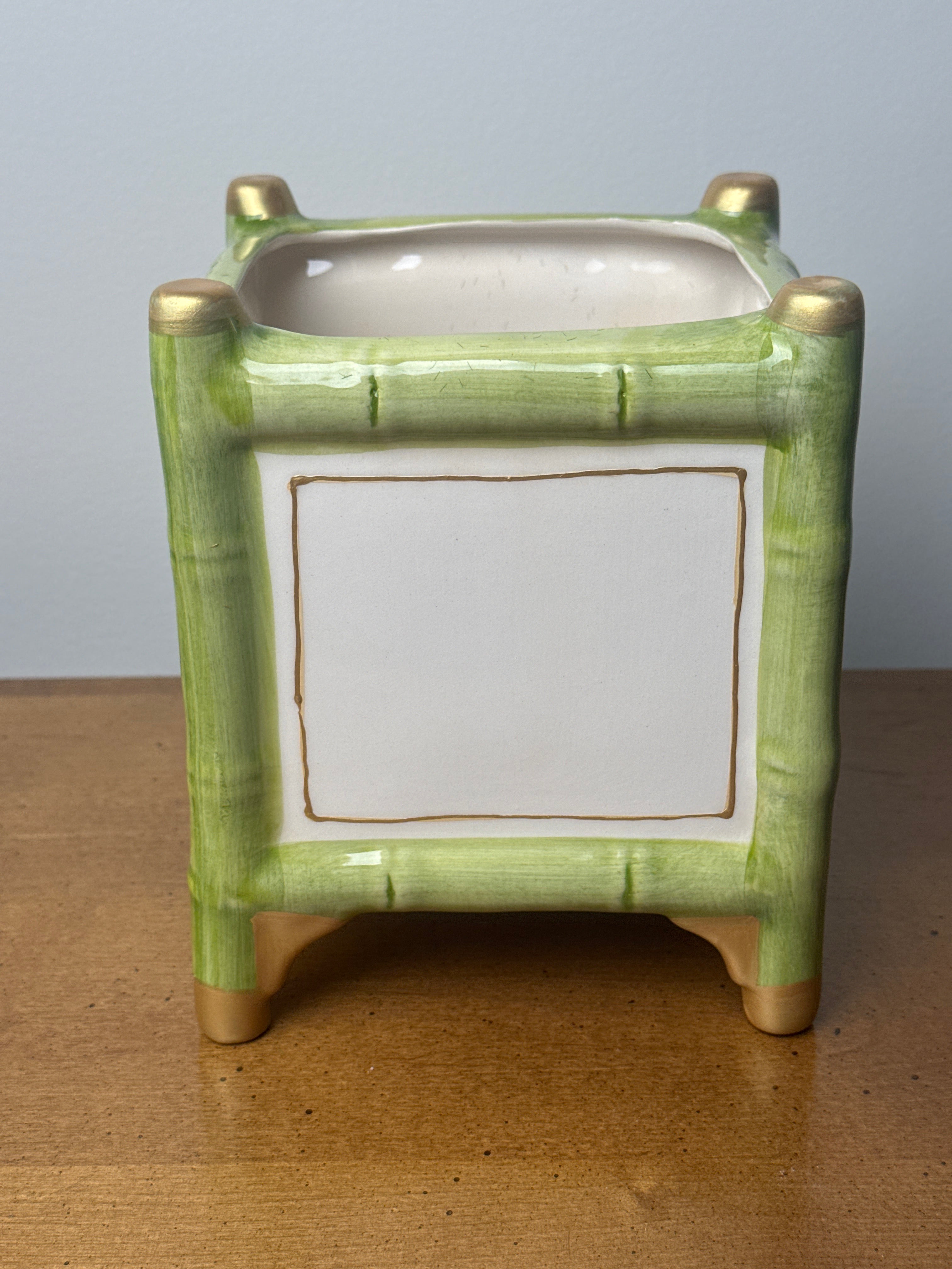 Small Green Bamboo Cache Pot