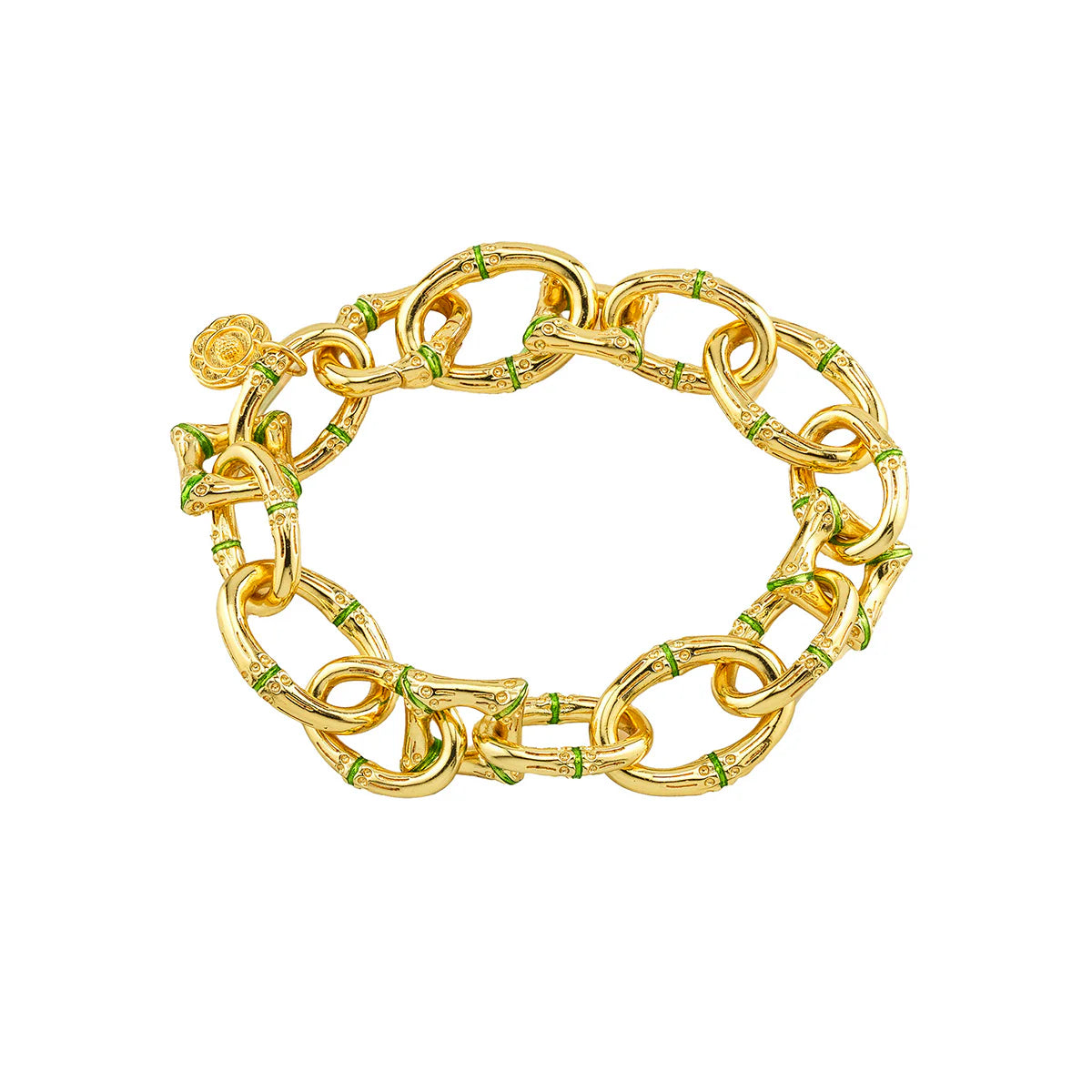 Link Bracelet, 7.25" - Gold/Green Enamel by Capucine De Wulf