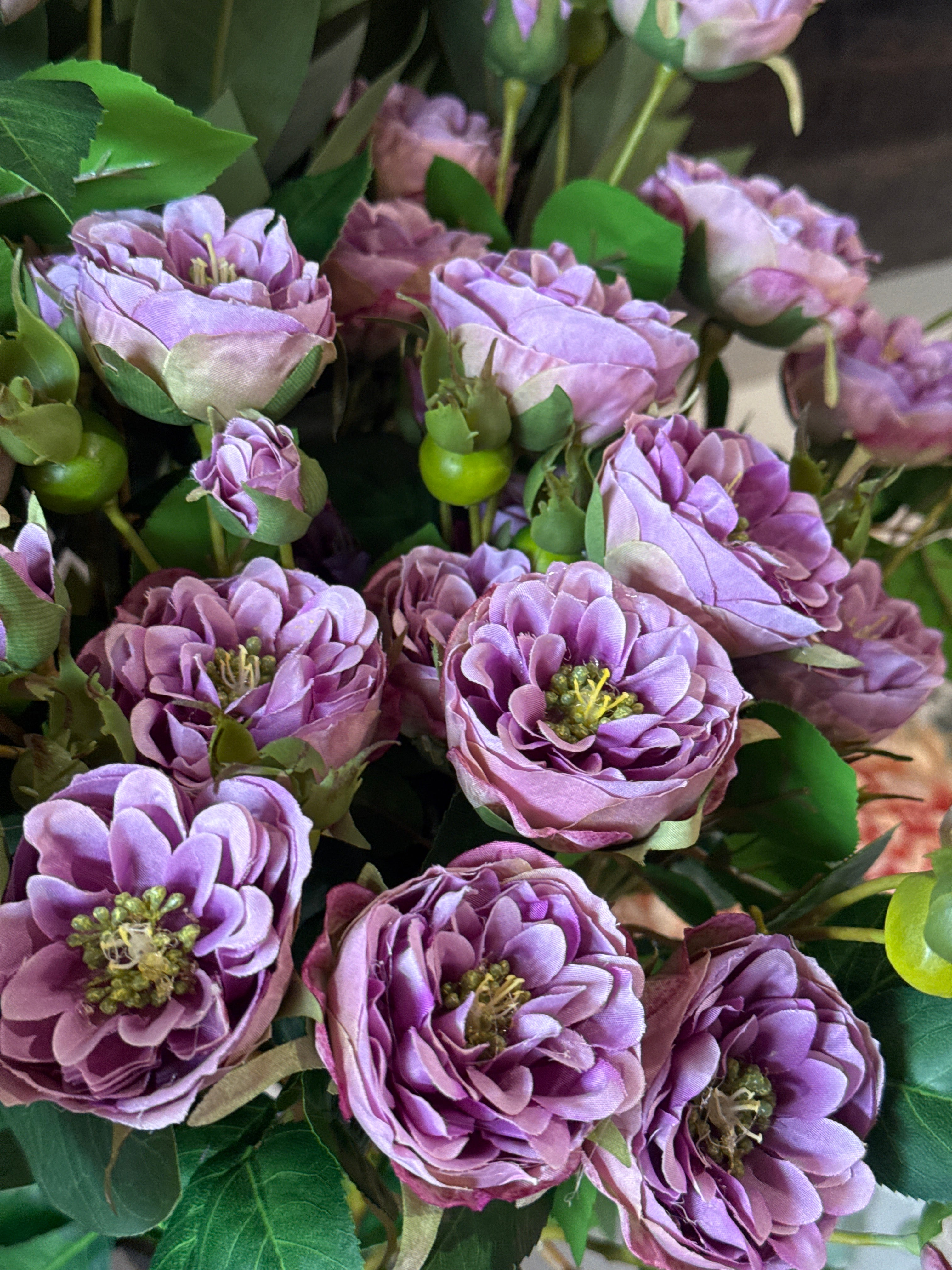 Artificial Purple Spray Rose Stem