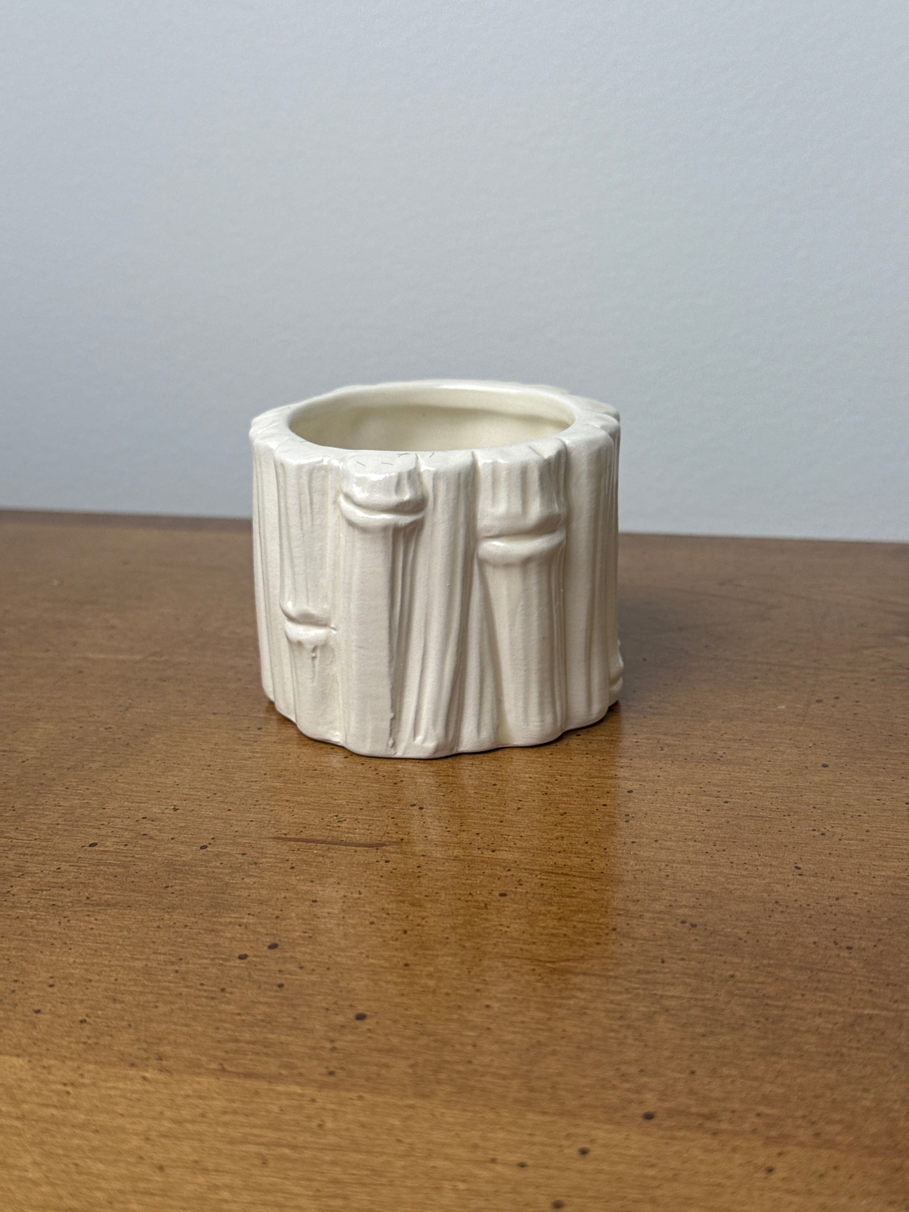 Cream Bamboo Candle Holder