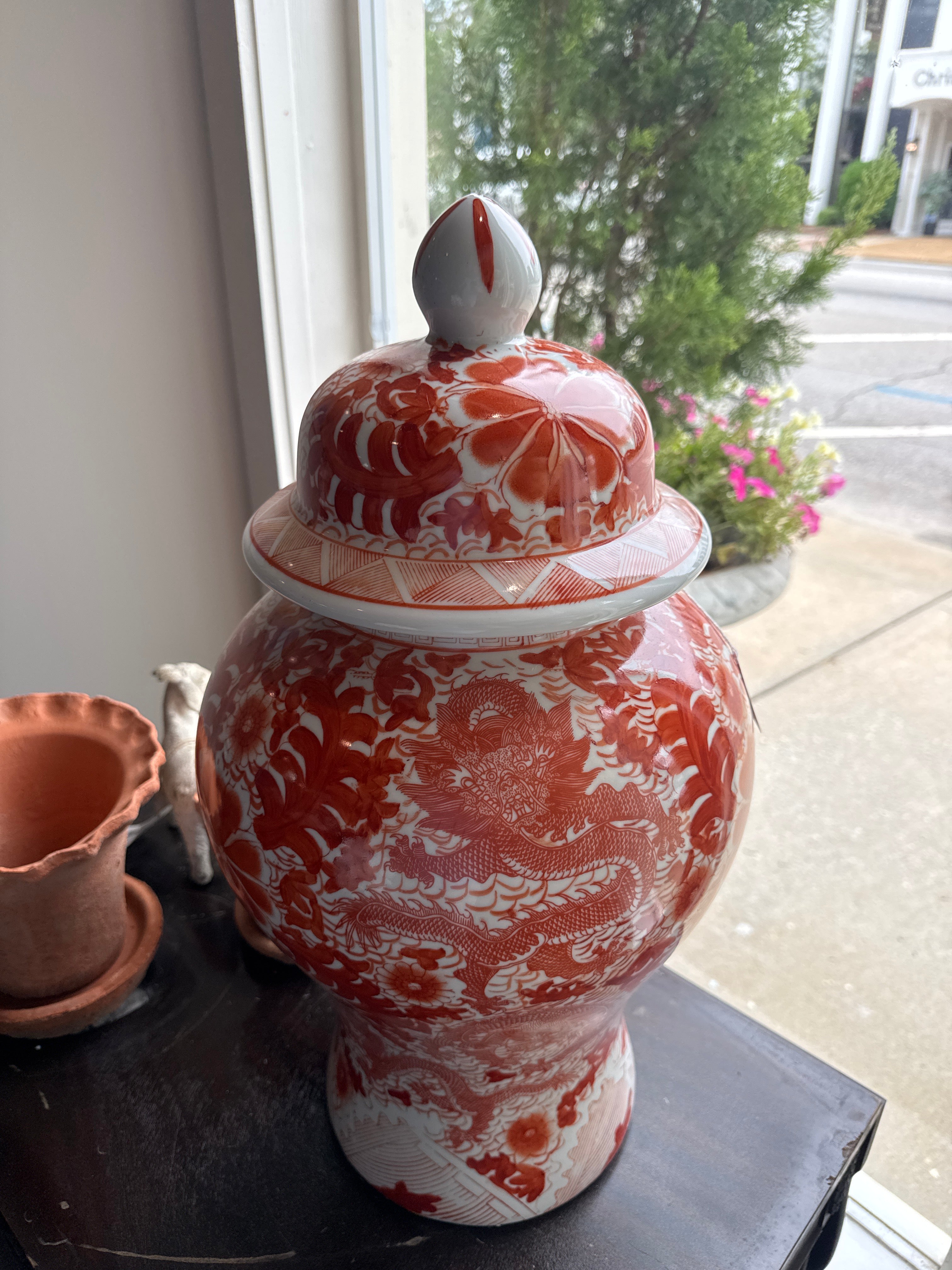 Large Orange Ginger Jar