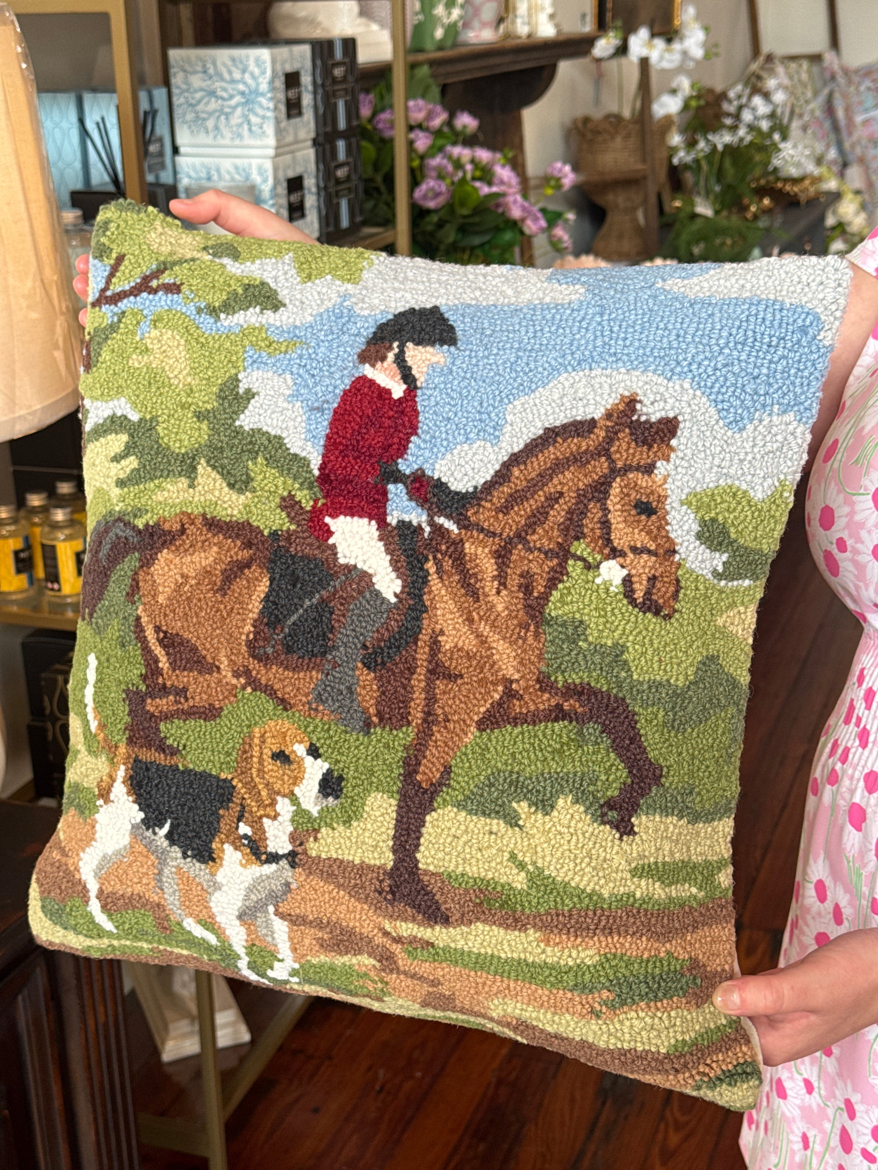 The Hunt Horse and Dog Pillow