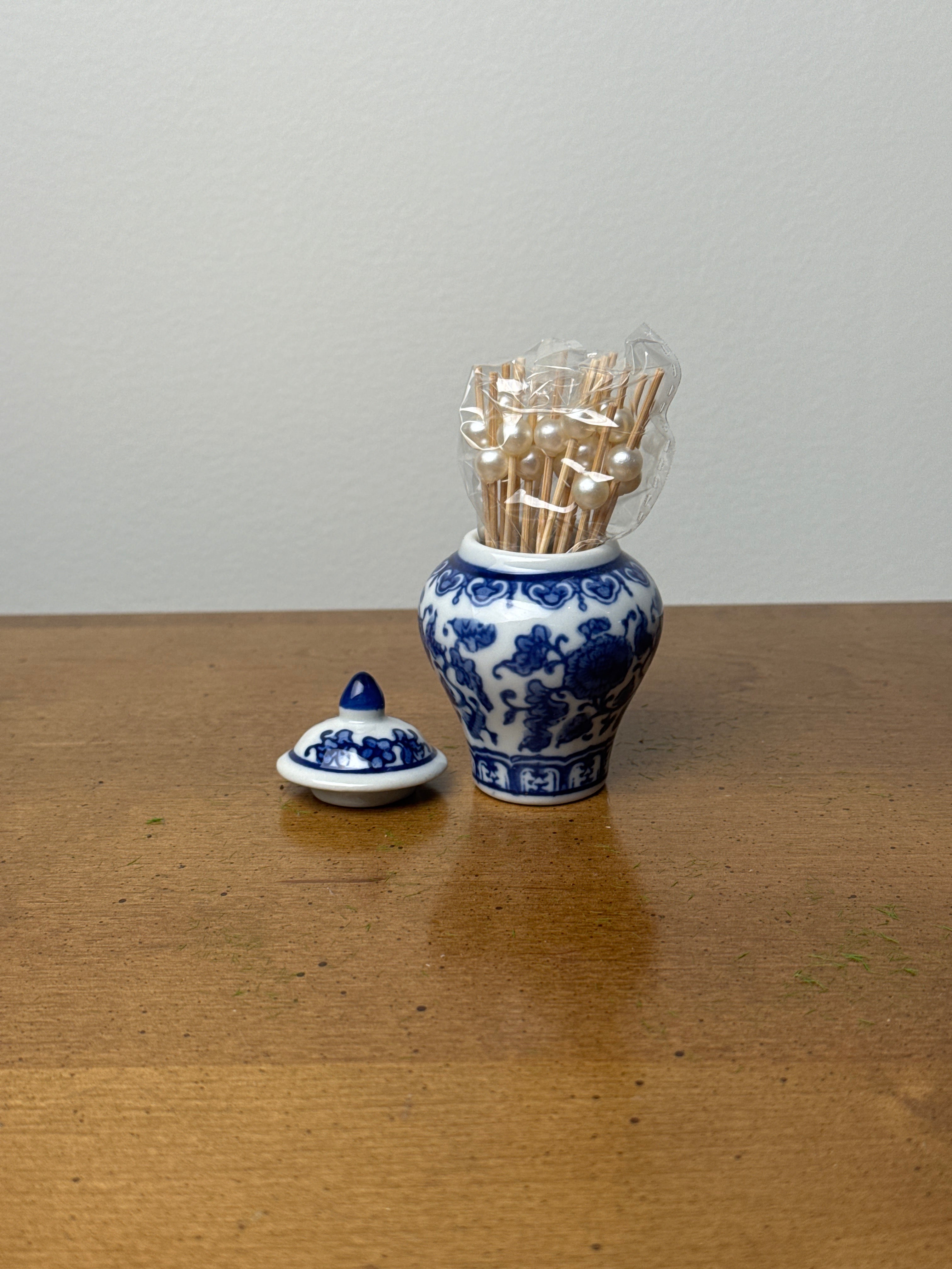 Blue and White Ginger Jar Toothpick Holder