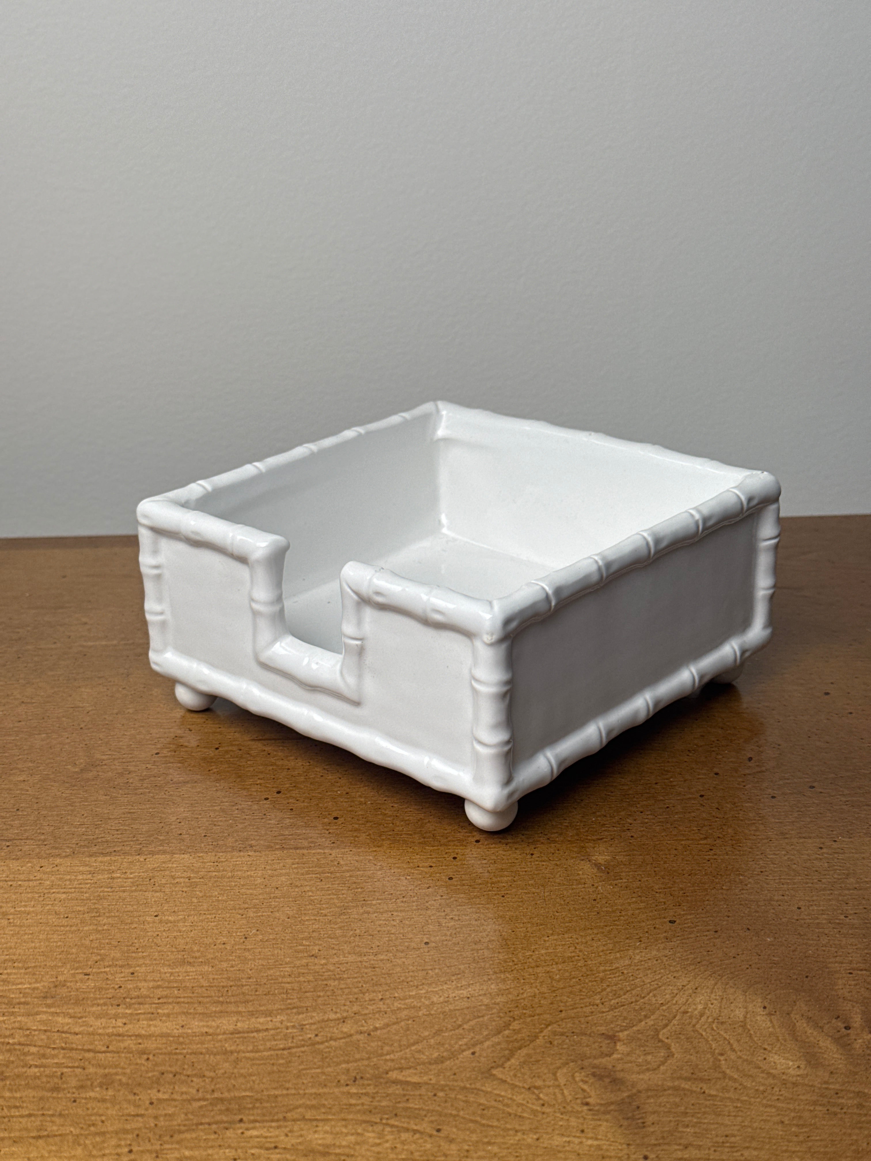 White Bamboo Cocktail Napkin Holder