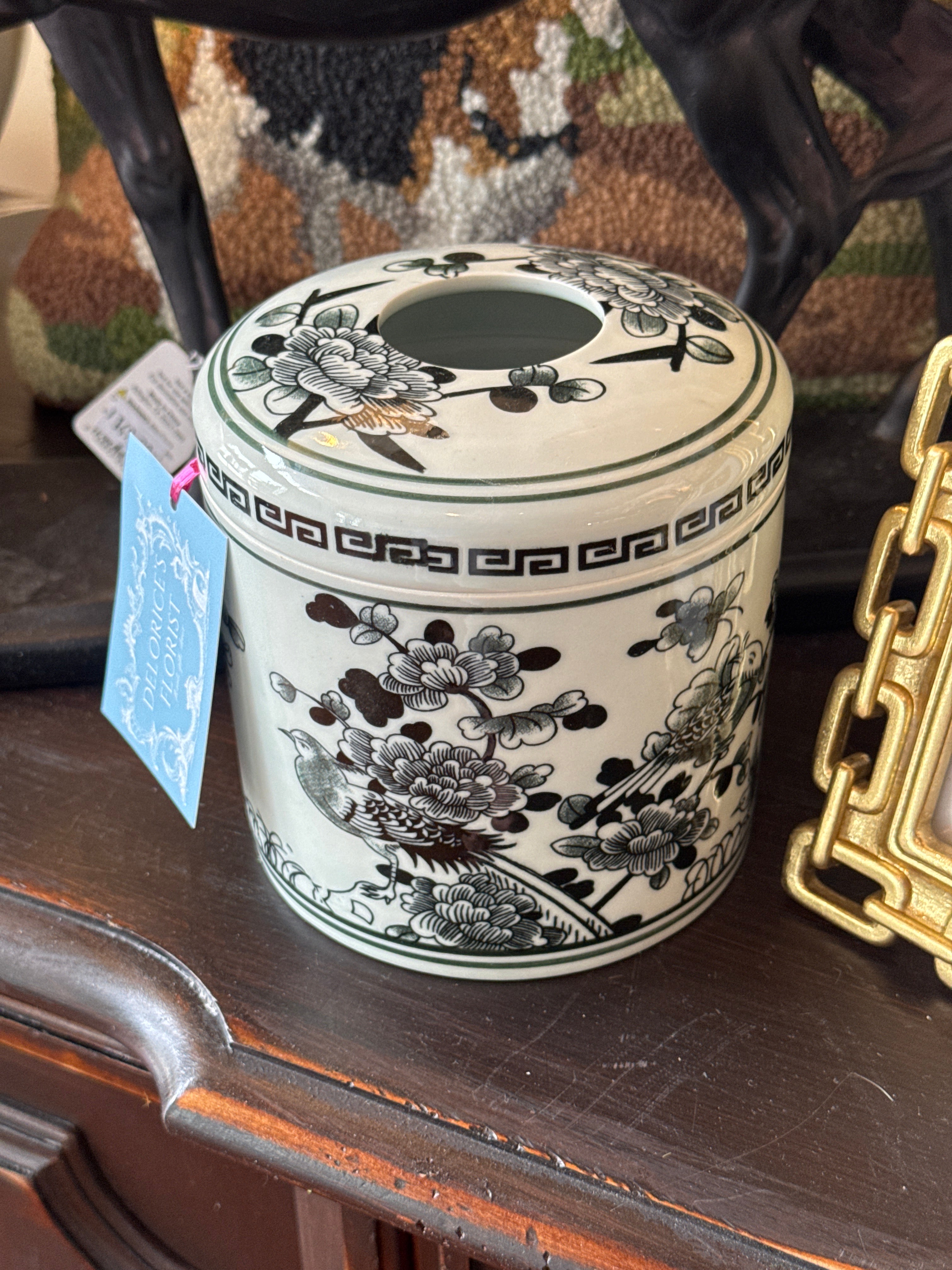 Black and White Chinoiserie Tissue Holder