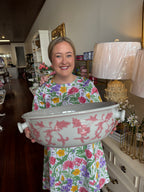 17 Inch Pink Chinoiserie Bowl