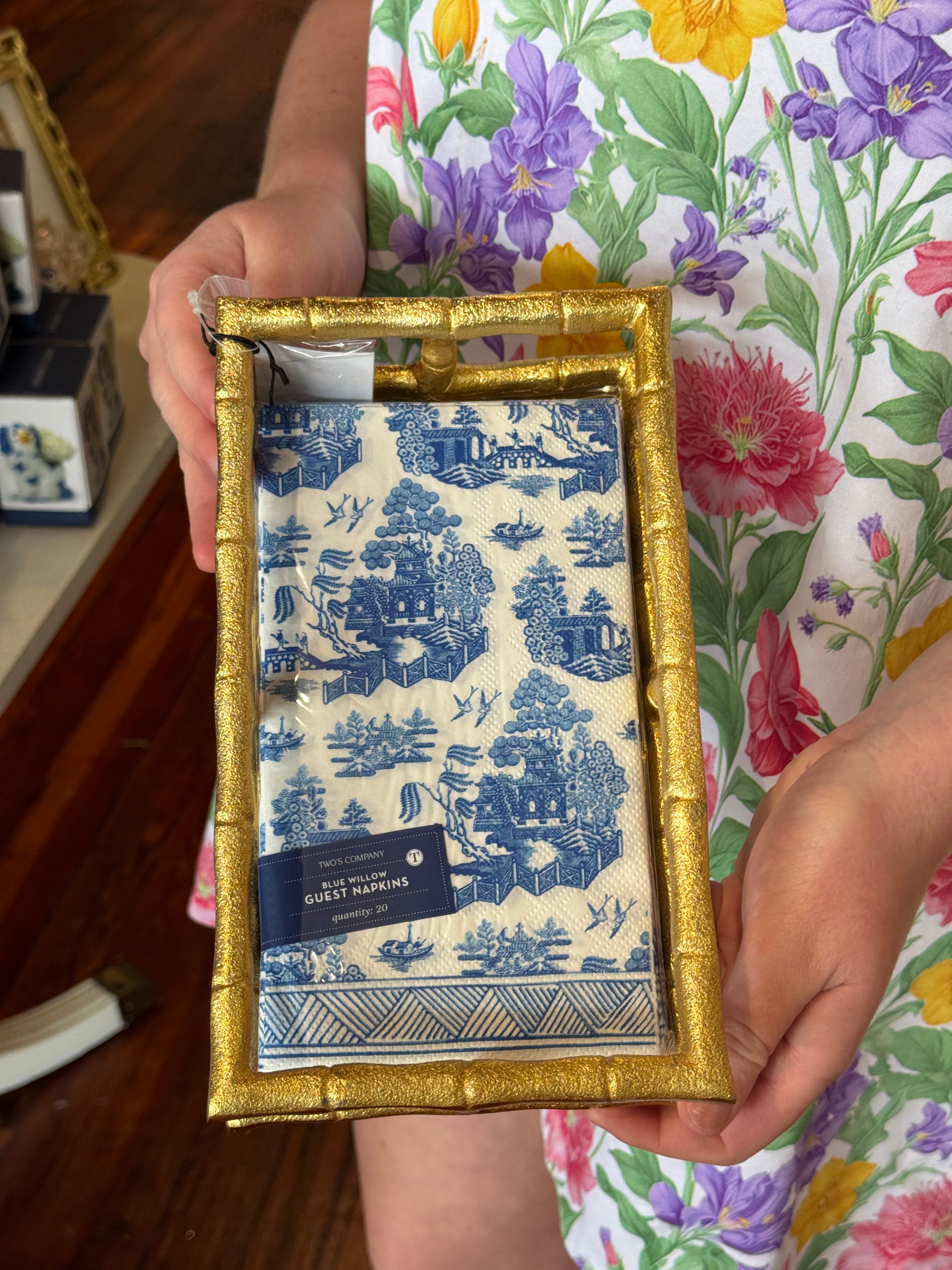 Gold and Mirrored Guest Napkin Holder