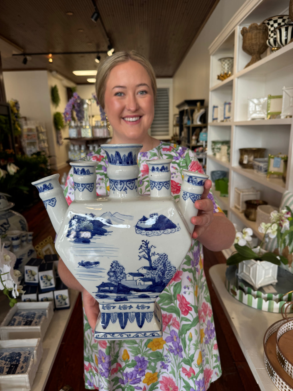Blue and White Chinoiserie Tulipiere