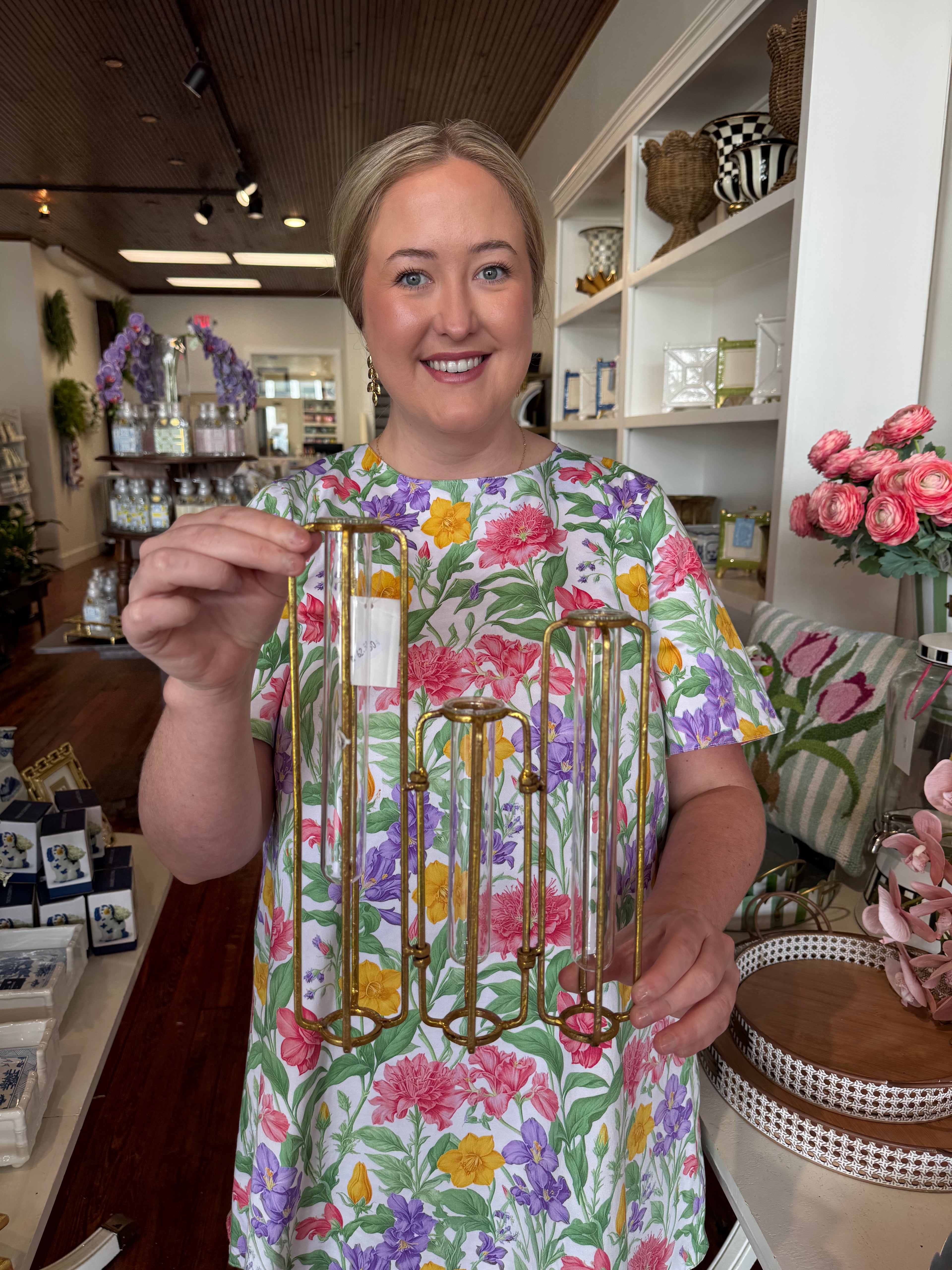 Gold and Glass Flower Arranger