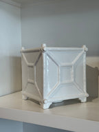 Large White Bamboo Cache Pot