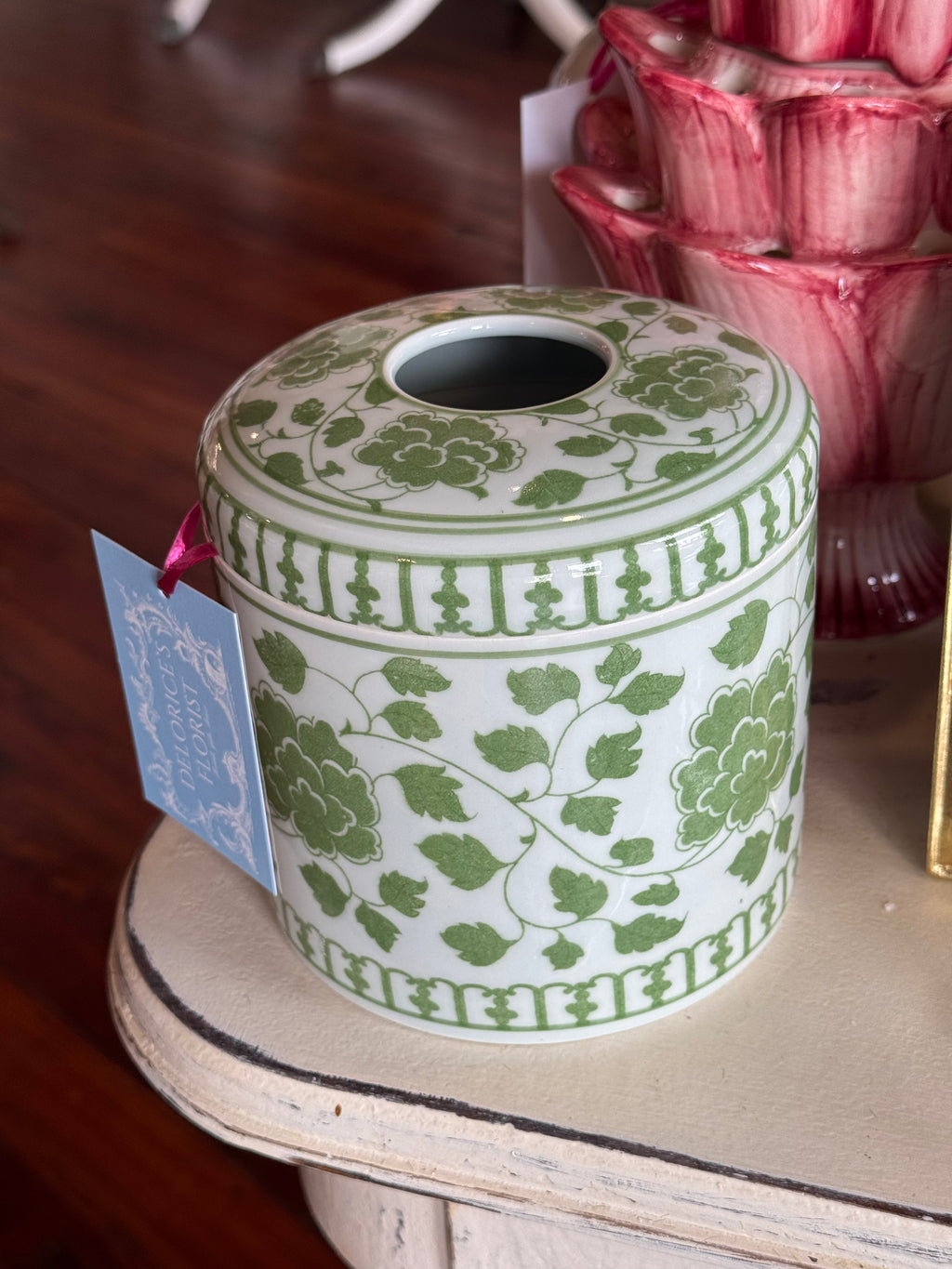 Green Chinoiserie Tissue Holder