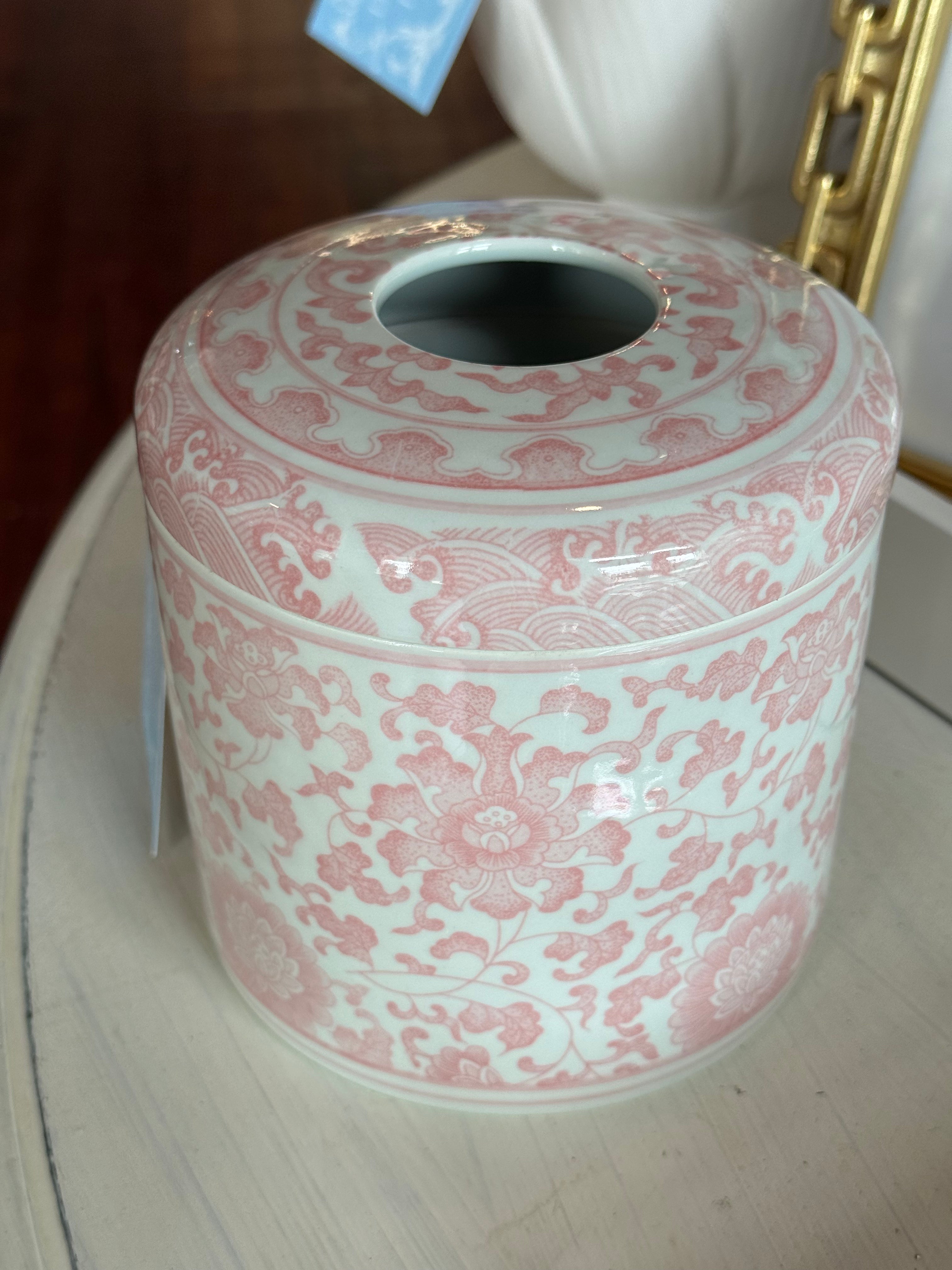 Pink Chinoiserie Tissue Holder