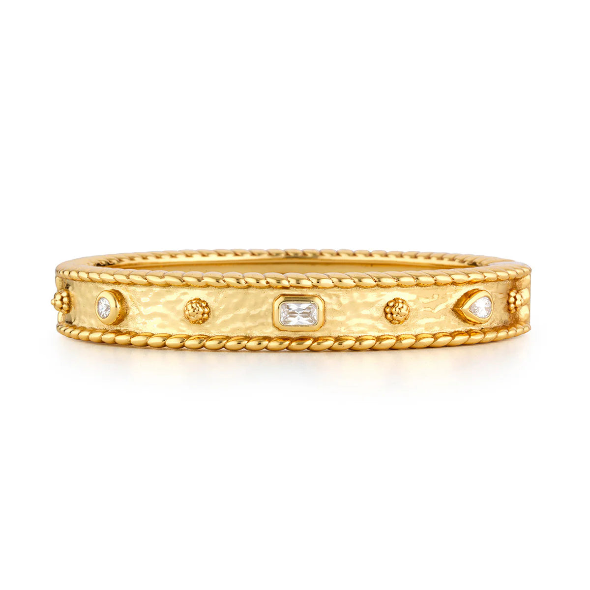 Gem Hinged Bangle - Clear Cubic Zirconia by Capucine De Wulf