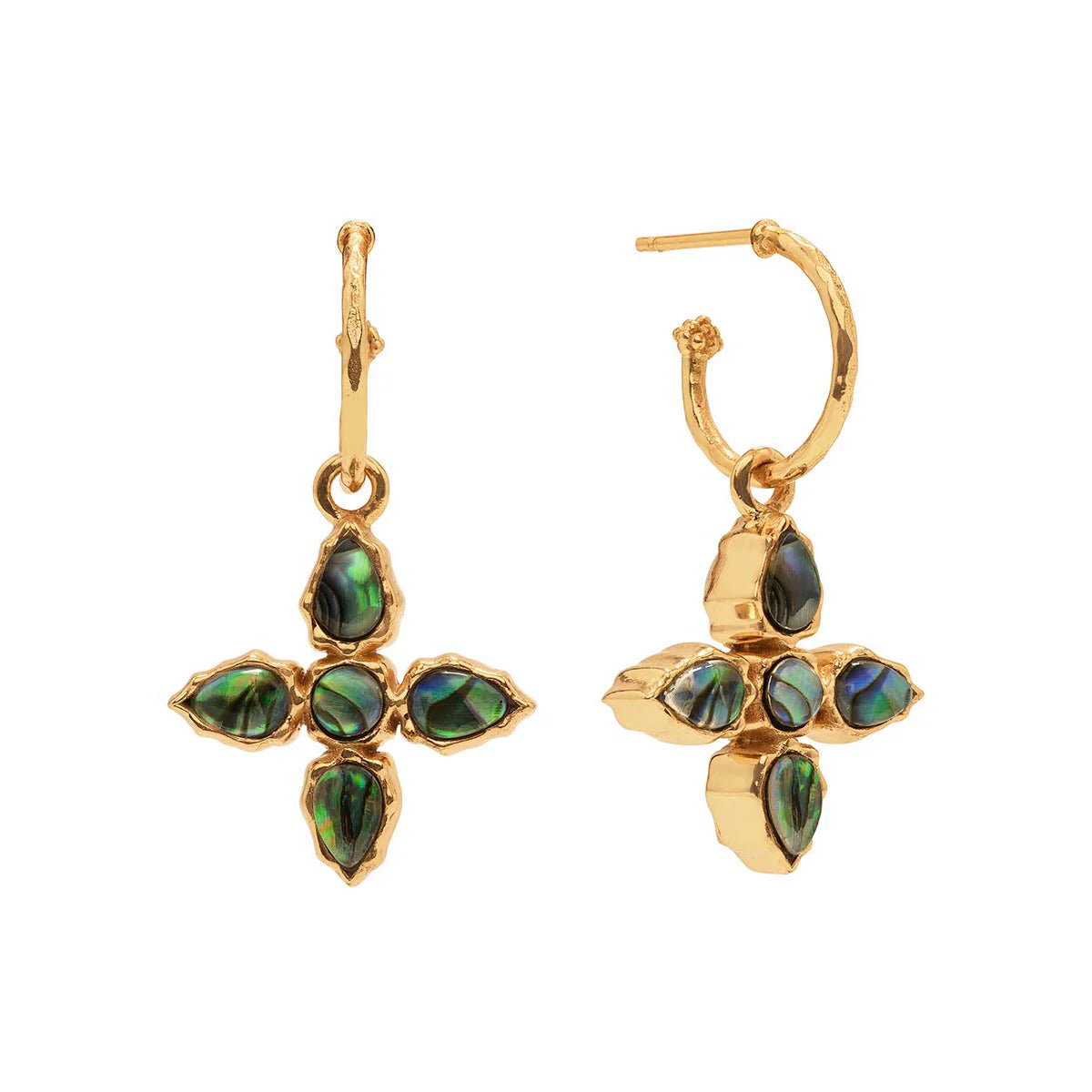 Hoop Earrings with Double Sided Charm - Abalone/MOP by Capucine De Wulf