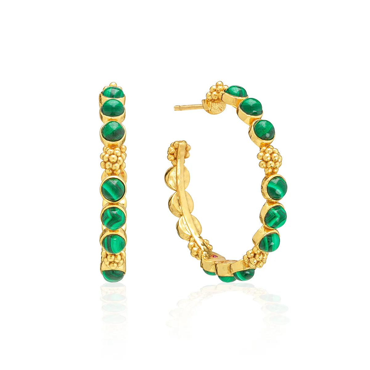 Gem Medium Hoop Earrings - Malachite by Capucine De Wulf