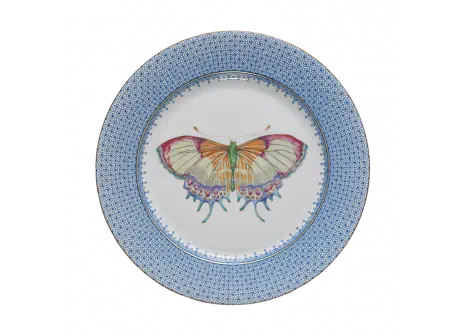 Cornflower Lace Dessert Plate w Butterfly Décor